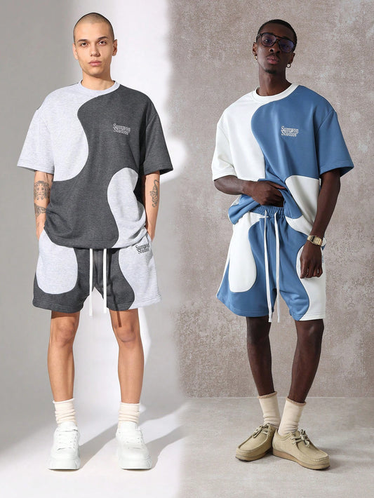 Ensemble short & t-shirt oversize à motifs ondulés
